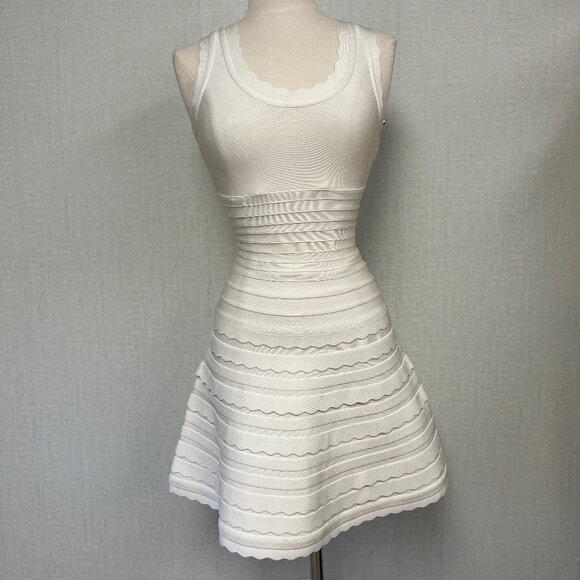 Herve Leger Dresses & Skirts - NWT $1690 Herve Leger Jules Cream Ivory Bandage Dress Size XXS (Needs Cleaning)